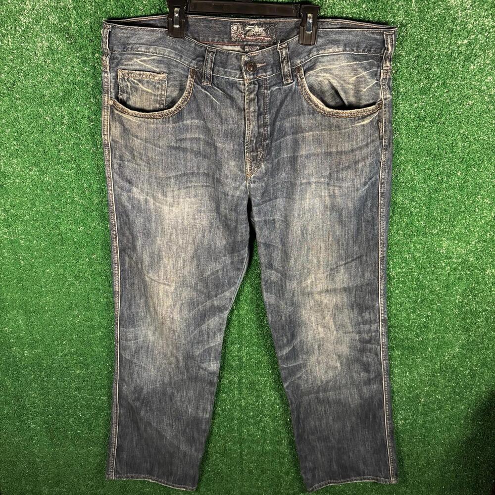 Silver Jeans Grayson Heritage Mens Jeans Relaxed Fit 36/30 Whiskered Grunge Y2K